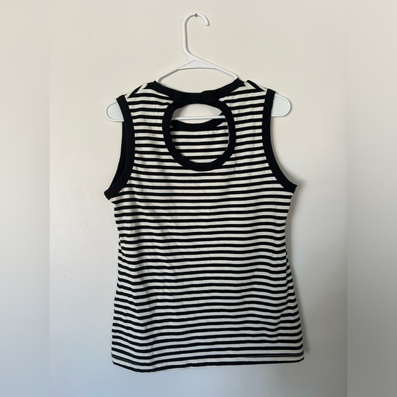 Kate Spade Black White Stripe Bow Keyhole Back Tank Top Size M - Picture 7 of 10